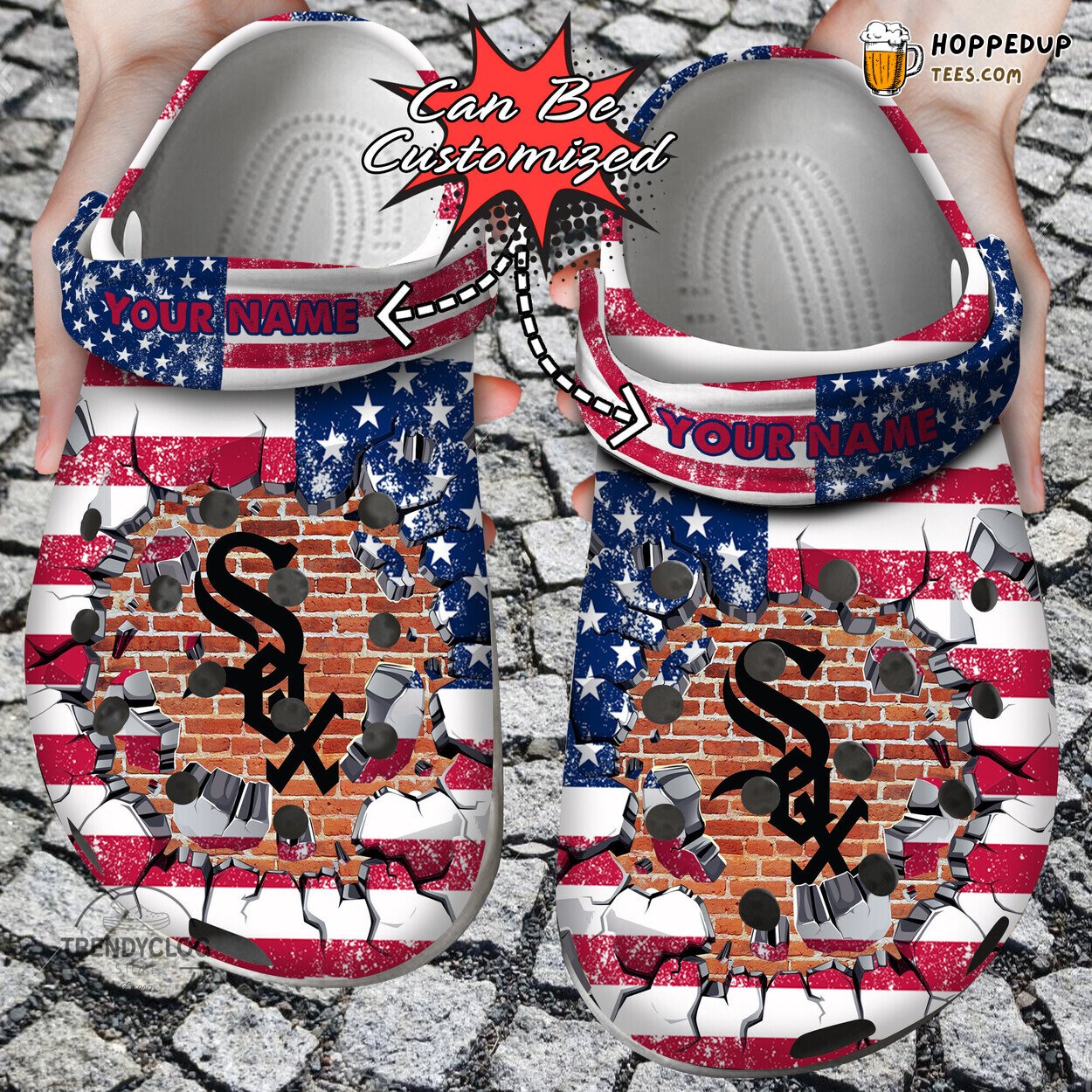 CWhite Sox Baseball Personalized American Flag Wall Clog Shoes Cool