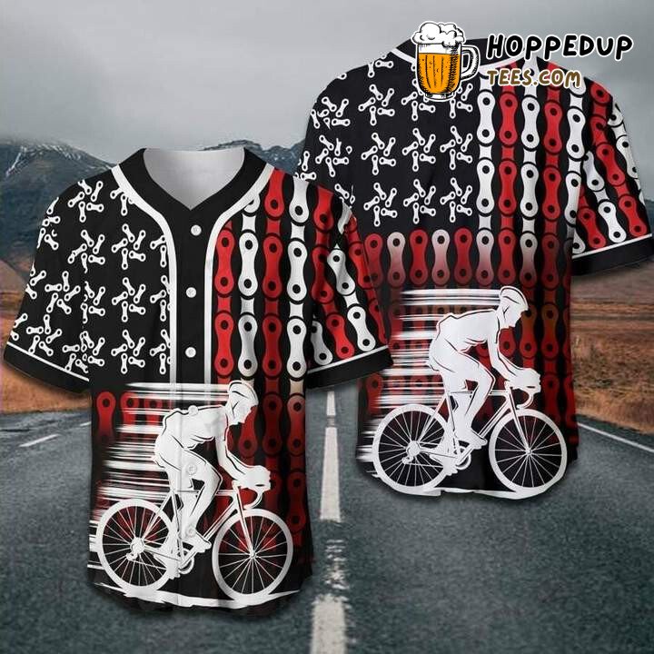 Cycling Bicycle Chain Flag Baseball Tee Jersey Shirts 3D