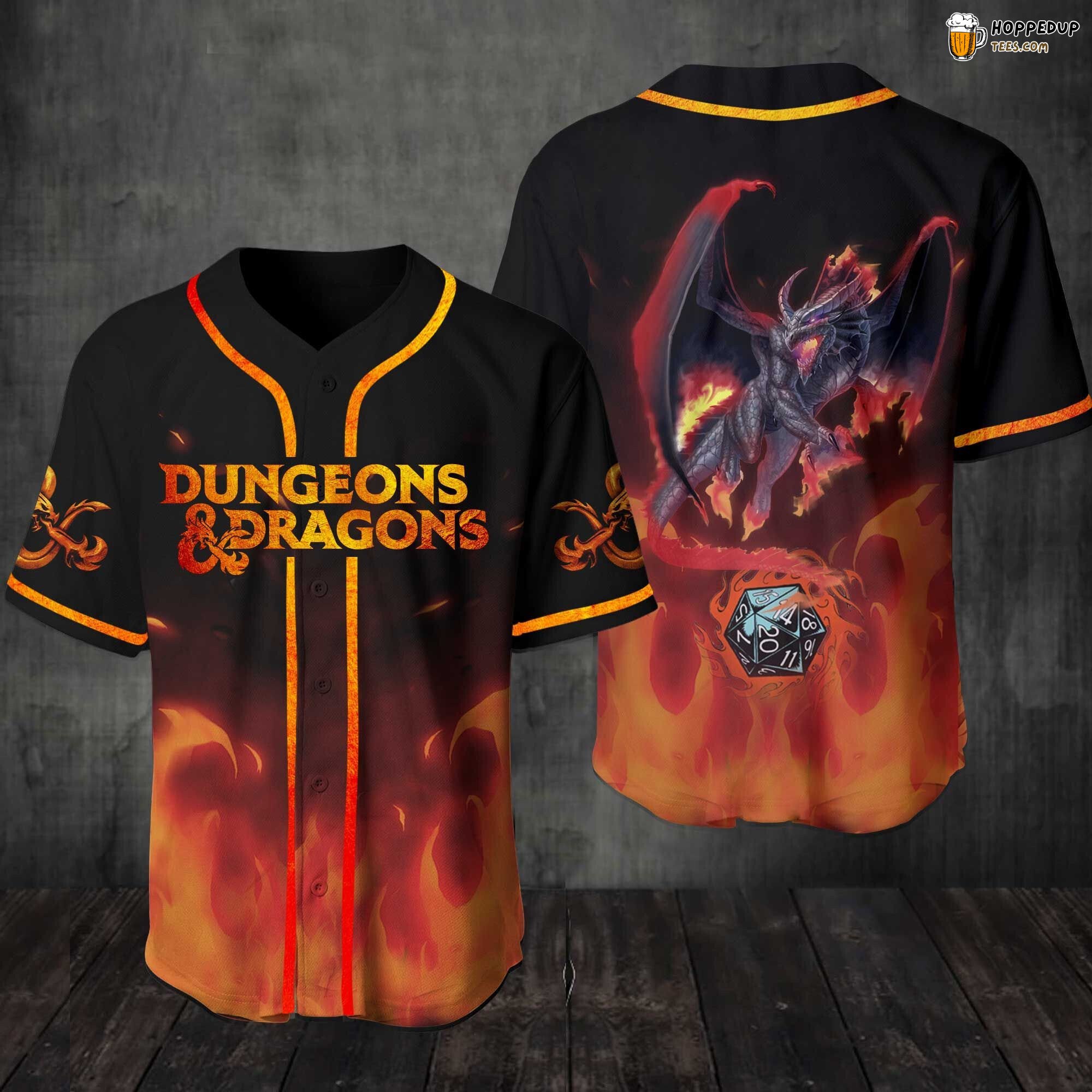 D&D Dungeons Dragons Dice Themed Baseball Jersey Unique 3D Print Tee