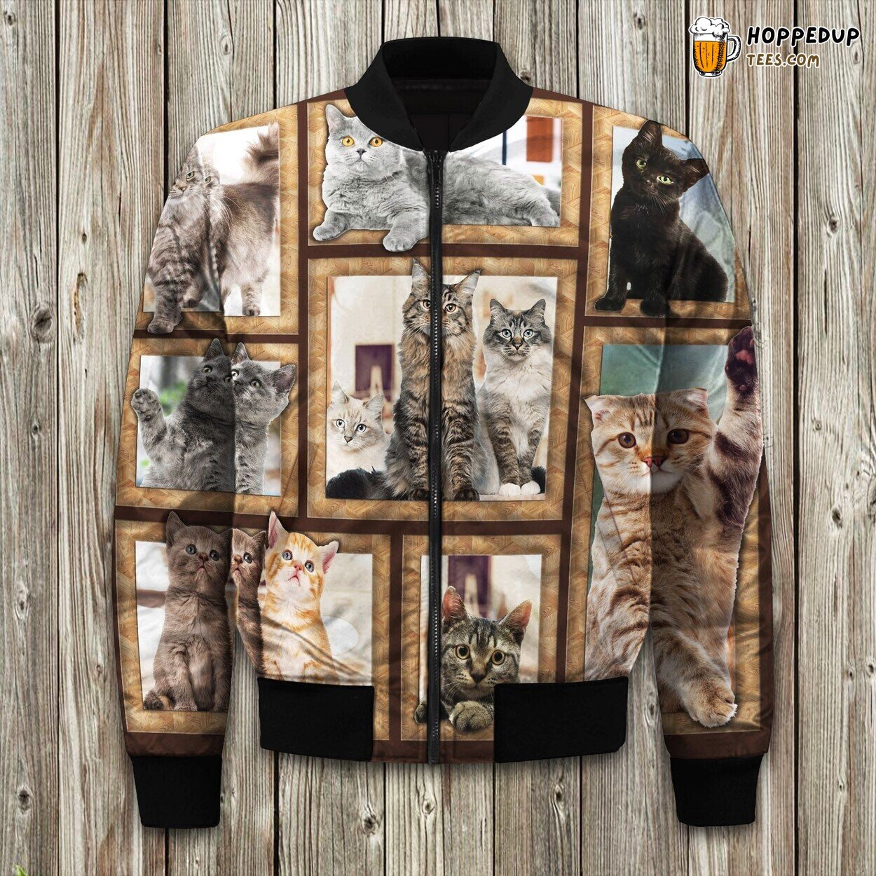 D Design Cat Bomber Winter Jacket Feline Inspired Warm Comfortable Apparel