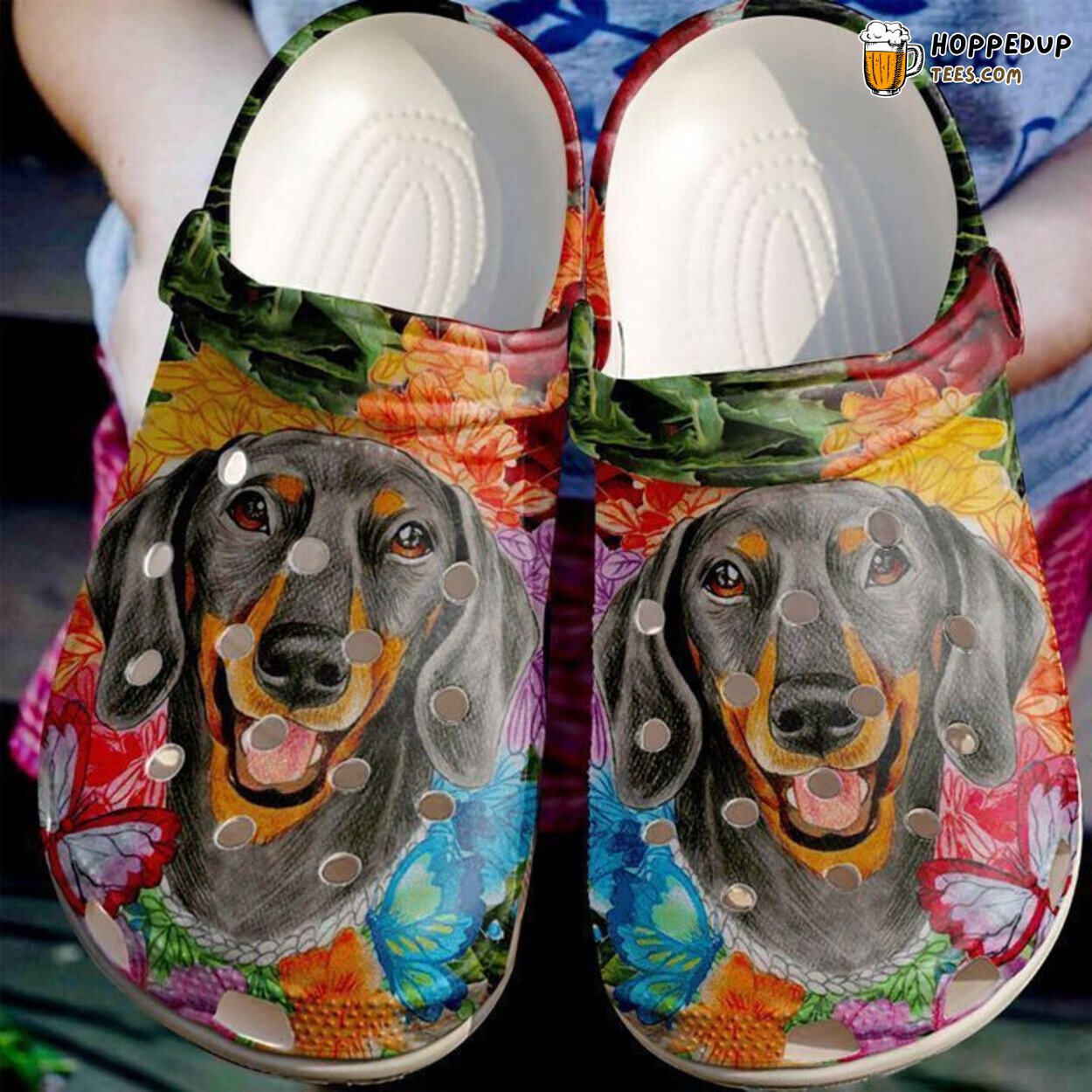 Dachshund Butterfly Classic Theme Comfortable Clogs Canine Inspired Shoes