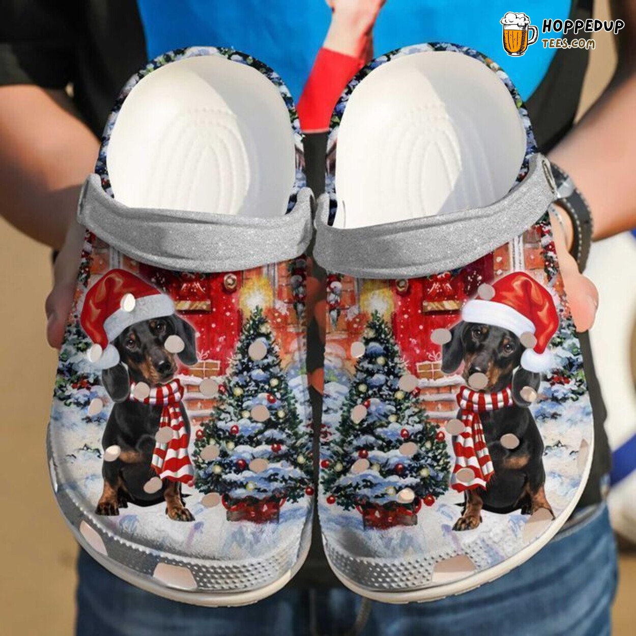Dachshund Christmas Theme Classic Comfortable Stylish Clogs Shoes
