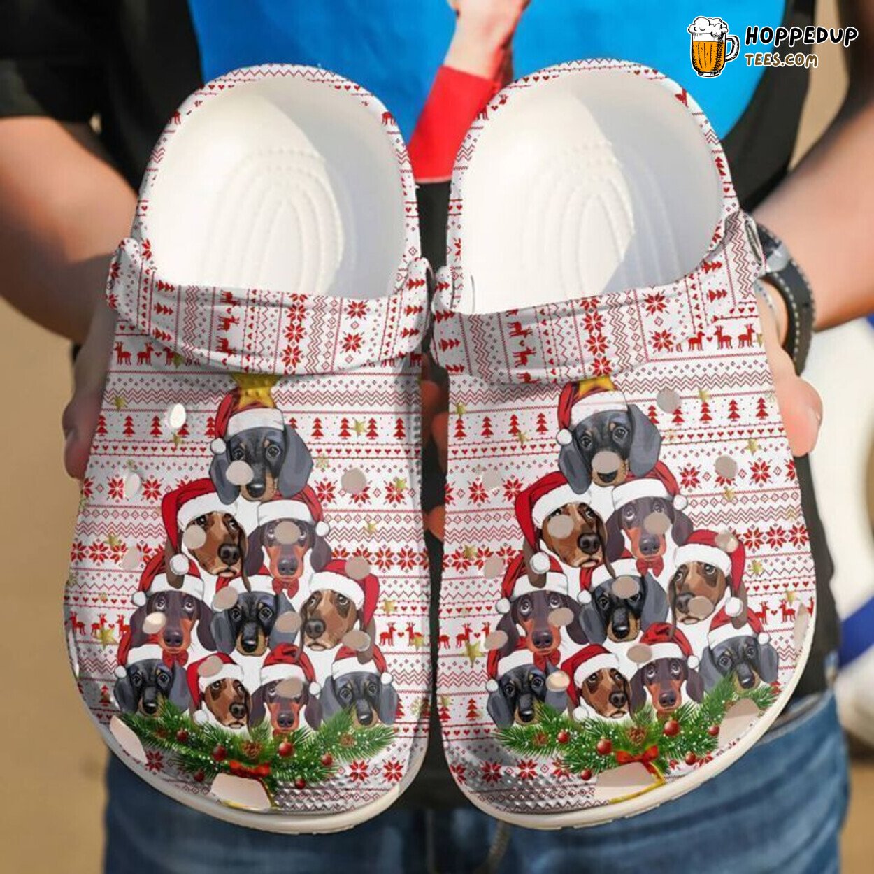 Dachshund Christmas Tree Themed Classic Comfortable Clogs Shoes