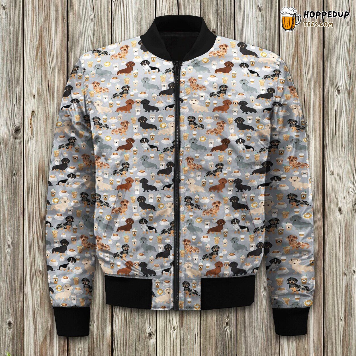 Dachshund Classic Look Winter Bomber Jacket Sausage Dog Love Display