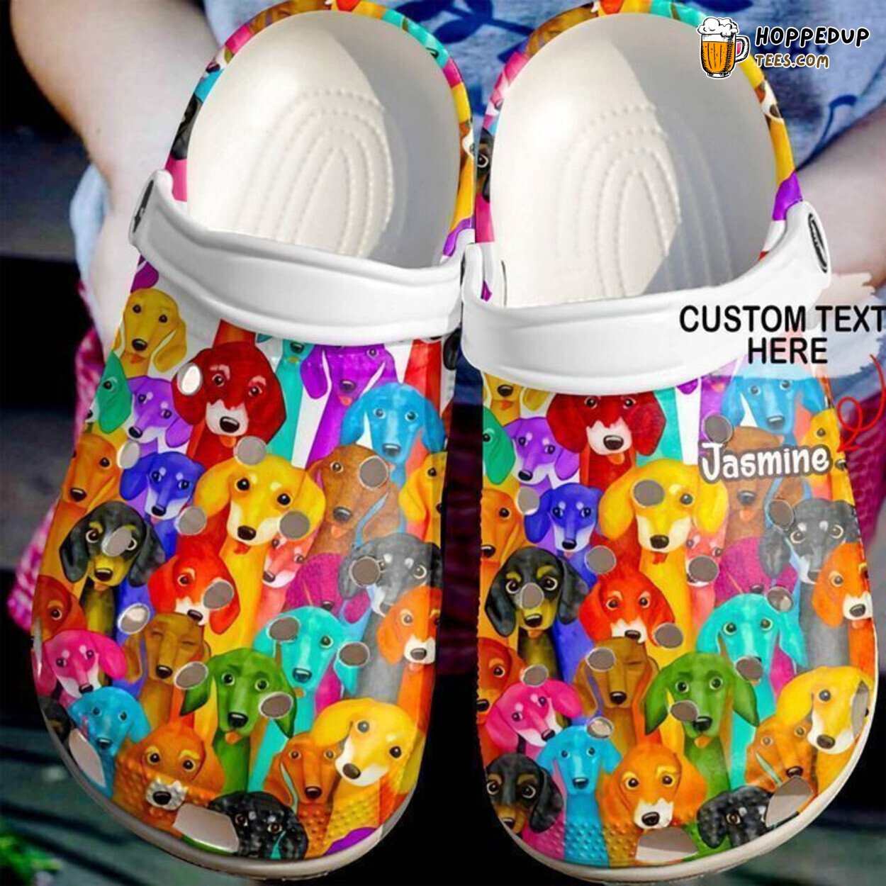 Dachshund Colorful Pattern Personalized Classic Comfort Clogs Shoes