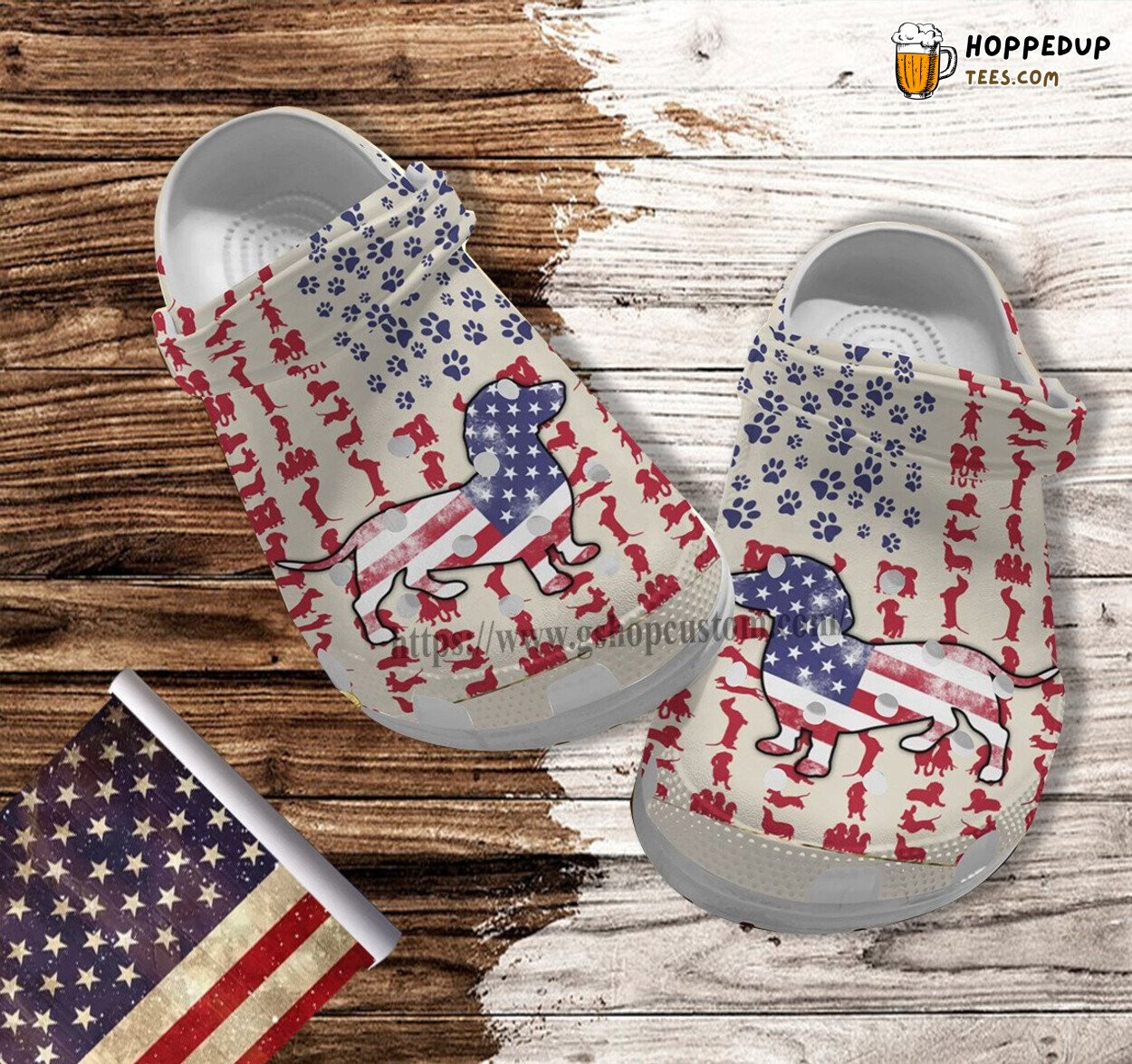 Dachshund Dog America Flag Croc Shoes Men Women 4th July Unique