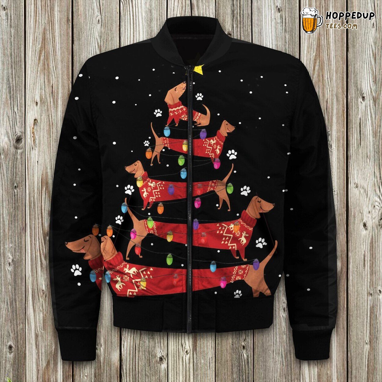Dachshund Dog Christmas Tree Winter Bomber Jacket Elegance Luxurious Comfort