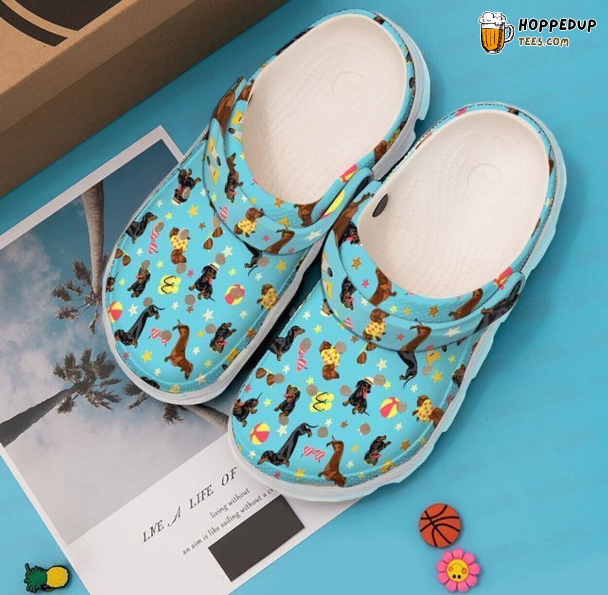 Dachshund Doxies On Vacation Themed Classic Comfort Clogs Shoes