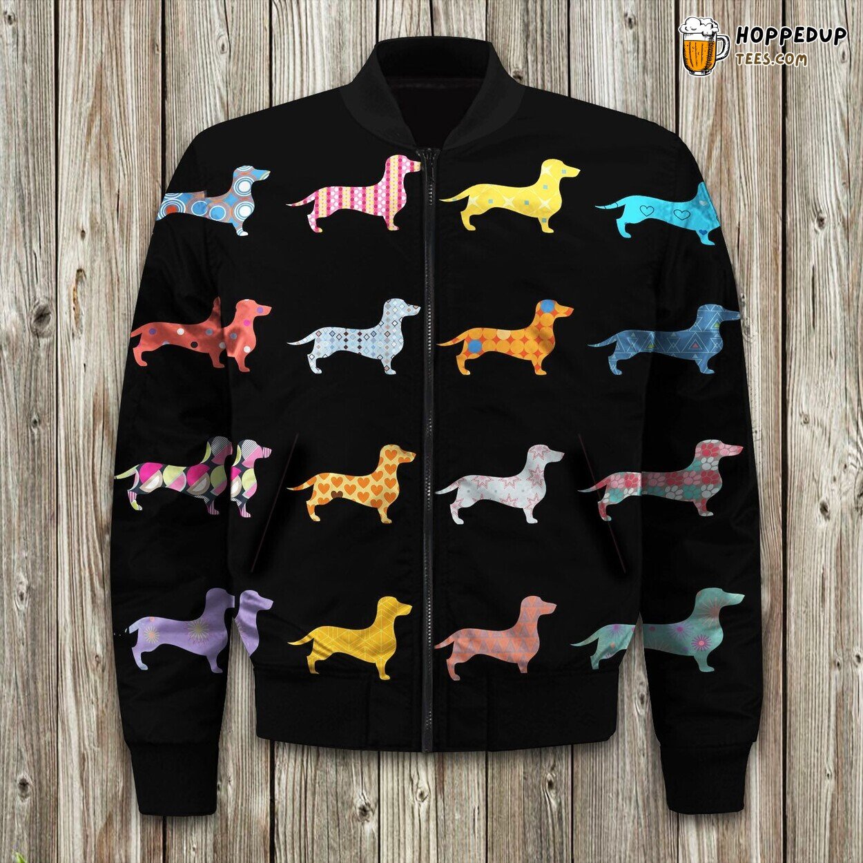 Dachshund Elegance Bomber Jacket Winter Cute Quality Padded Warm Luxurious