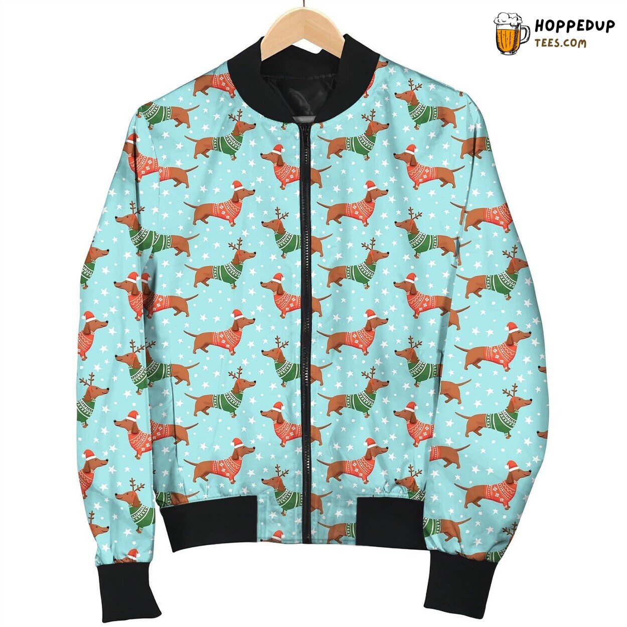 Dachshund In Christmas Night Bomber Jacket