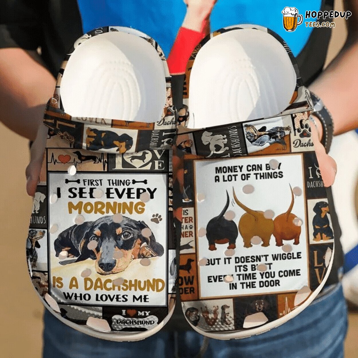 Dachshund Loves Me Classic Comfortable Unique Themed Clogs Shoes
