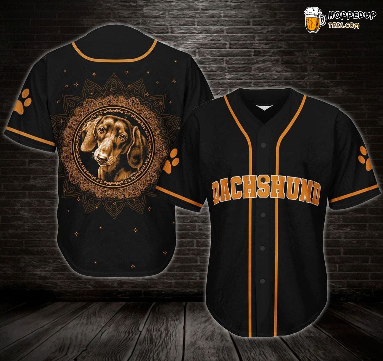 Dachshund Man Circle Art Baseball Jersey Personalized Photo Design Look
