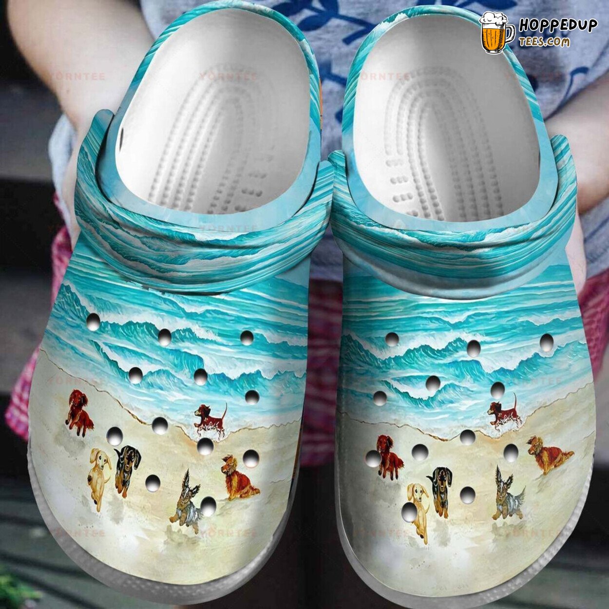 Dachshund Play On The Beach Gift For Lover Rubber clog Shoes Comfy Footwear