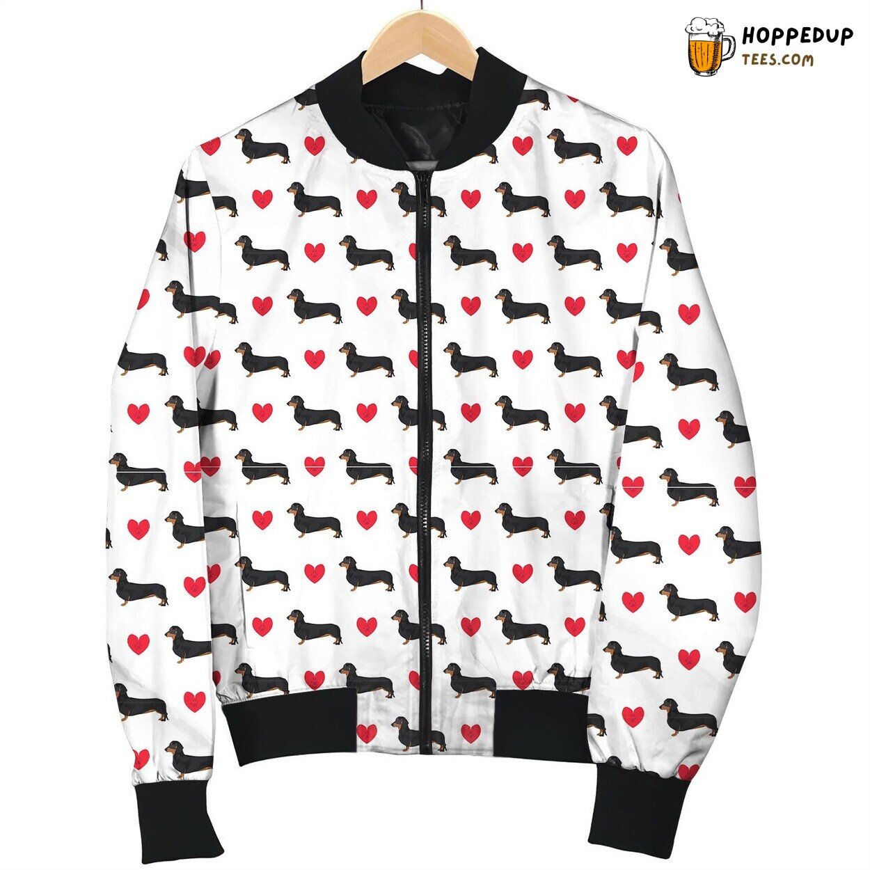 Dachshund Red Heart Christmas Bomber Jacket