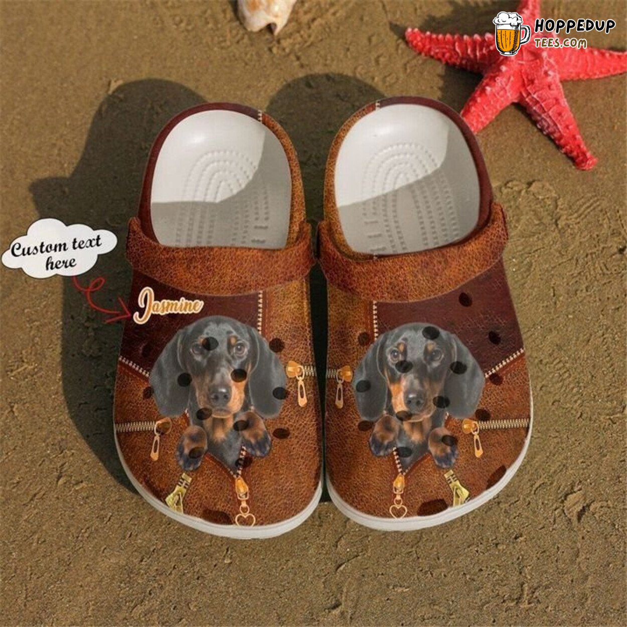 Dachshund Zipper Classic Personalized Comfortable Unique Clogs Shoes