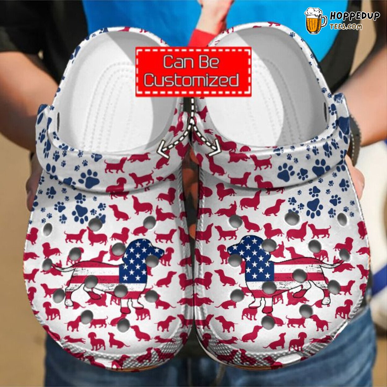 Dachshunds American Flag Theme Comfortable Clogs Animal Print Shoes