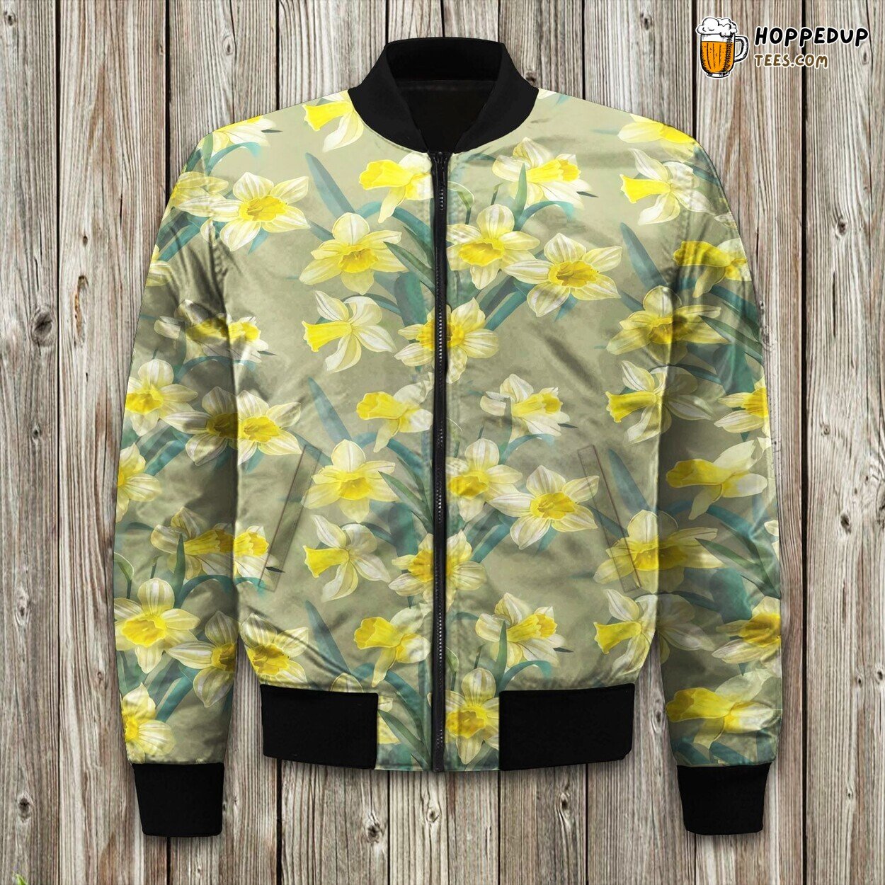 Daffodils Pattern Print Design Bomber Jacket