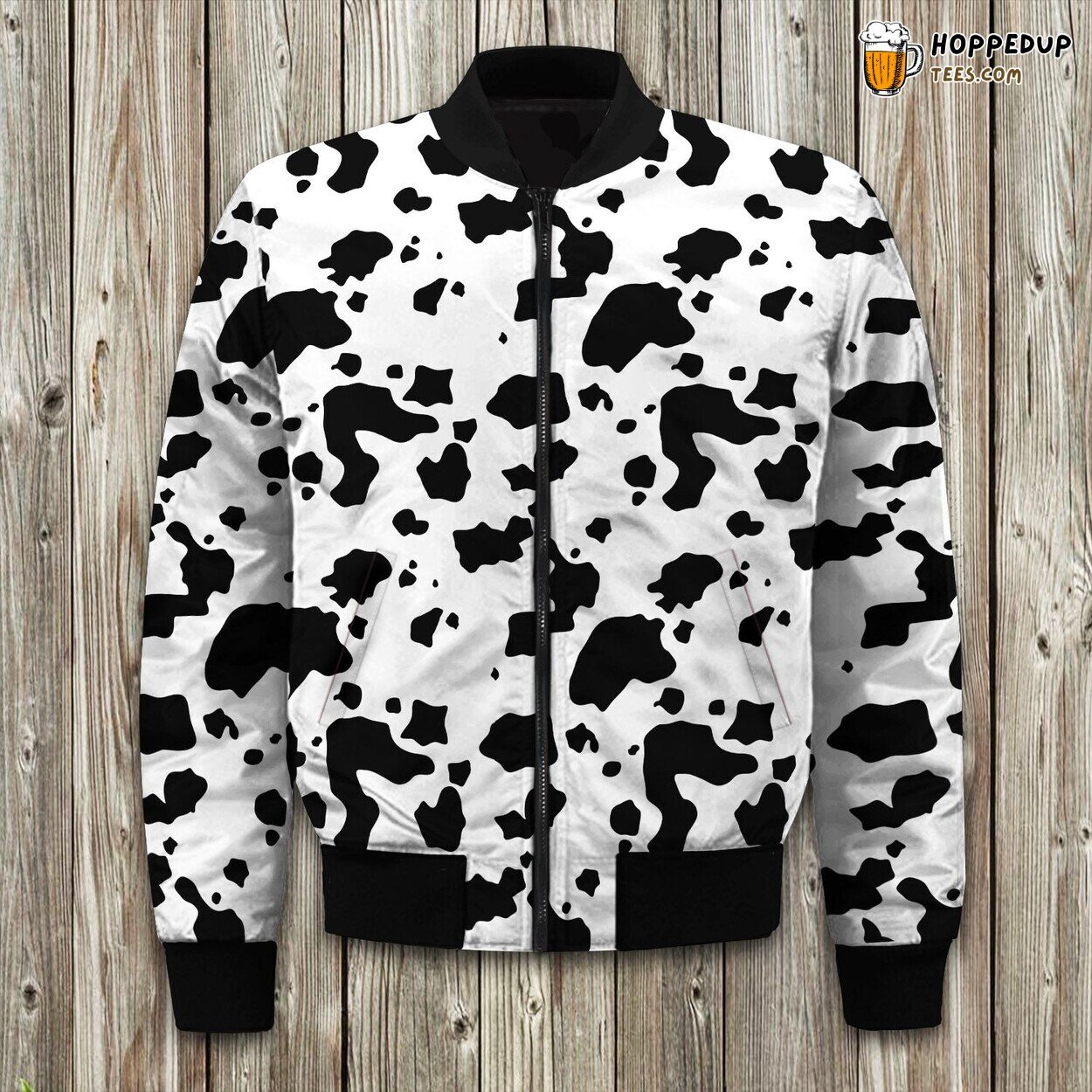 Dairy Cow Theme Bomber Jacket Winter Luxurious Quality Cute Padded Warm