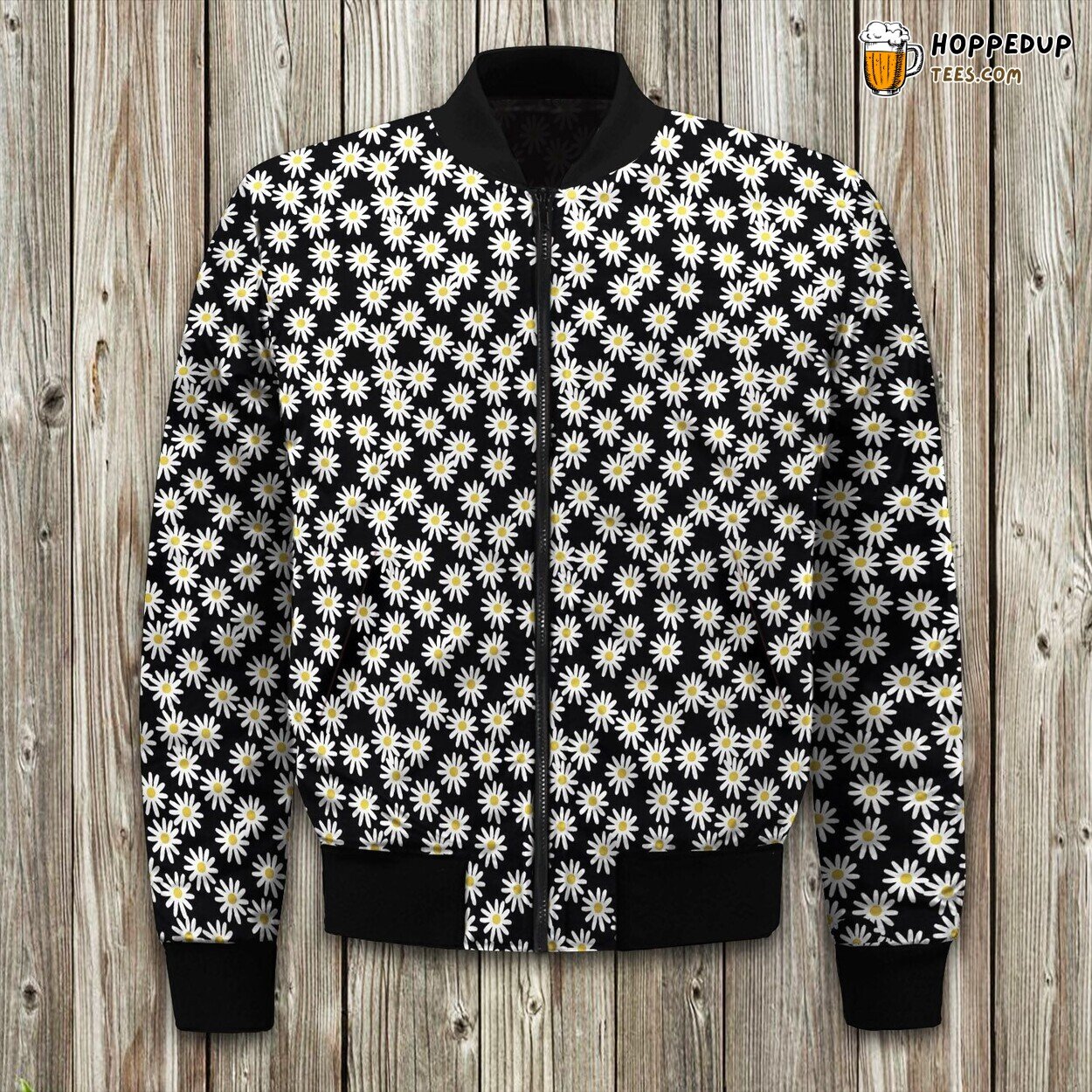 Daisy Daisies Flowers Florals Flower Black White Simple 9 S Design Bomber Jacket
