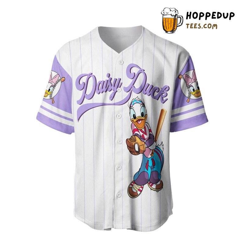 Daisy Duck All Over Print Pinstripe Baseball Jersey White Unisex Jersey Shirt