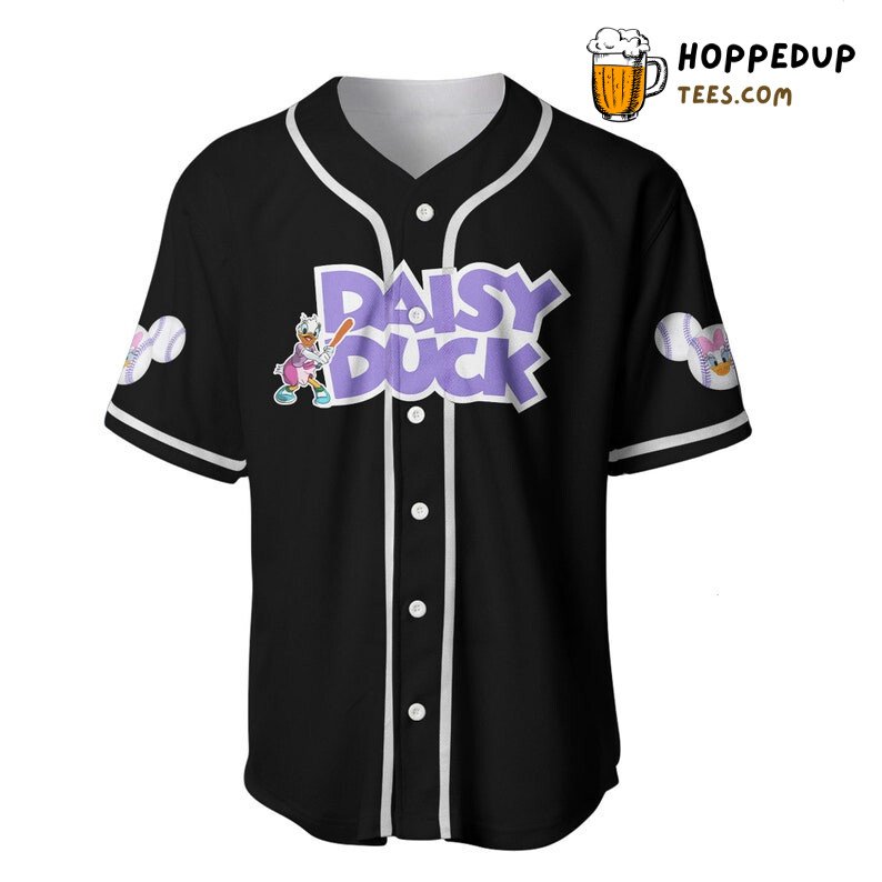 Daisy Duck Cartoon Graphics All Over Print Unisex Baseball Jersey Black Unisex Jersey Shirt