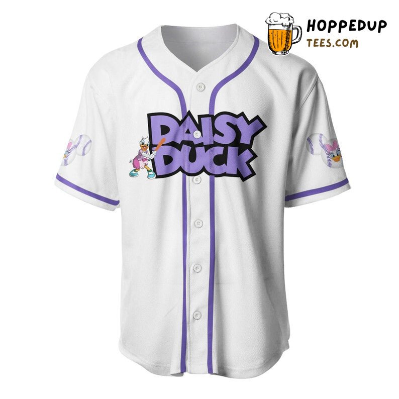 Daisy Duck Cartoon Graphics All Over Print Unisex Baseball Jersey White Unisex Jersey Shirt