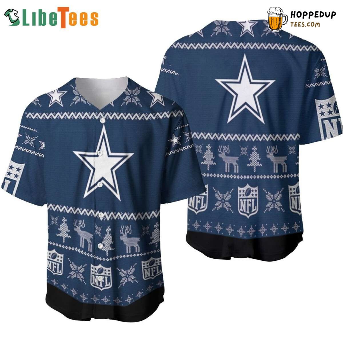 Dallas Cowboys Christmas Logo Pattern Baseball Jersey Festive Wear