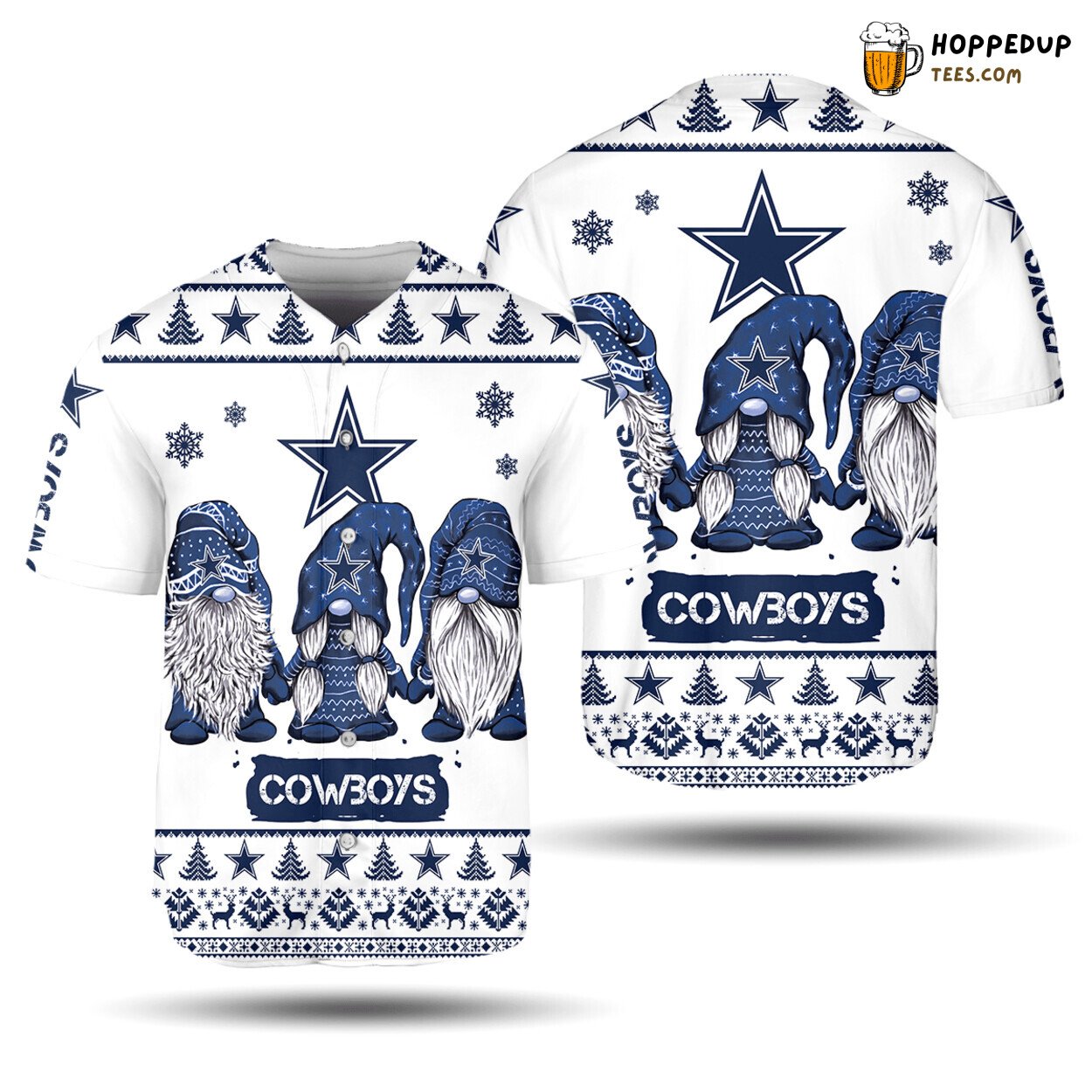Dallas Cowboys Festive Gnomes Baseball Jersey Christmas Special