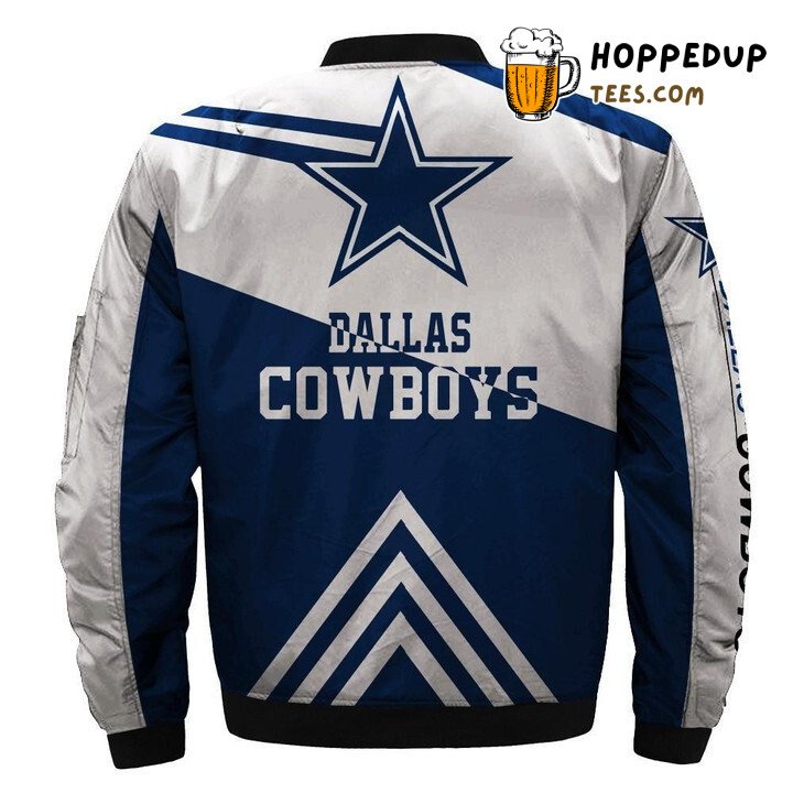 Dallas Cowboys NFL Blue White Arrow Dynamic Bomber Jacket