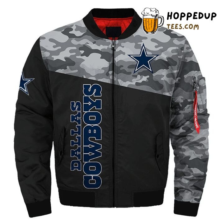 Dallas Cowboys NFL Camouflage Fan Statement Bomber Jacket Edge