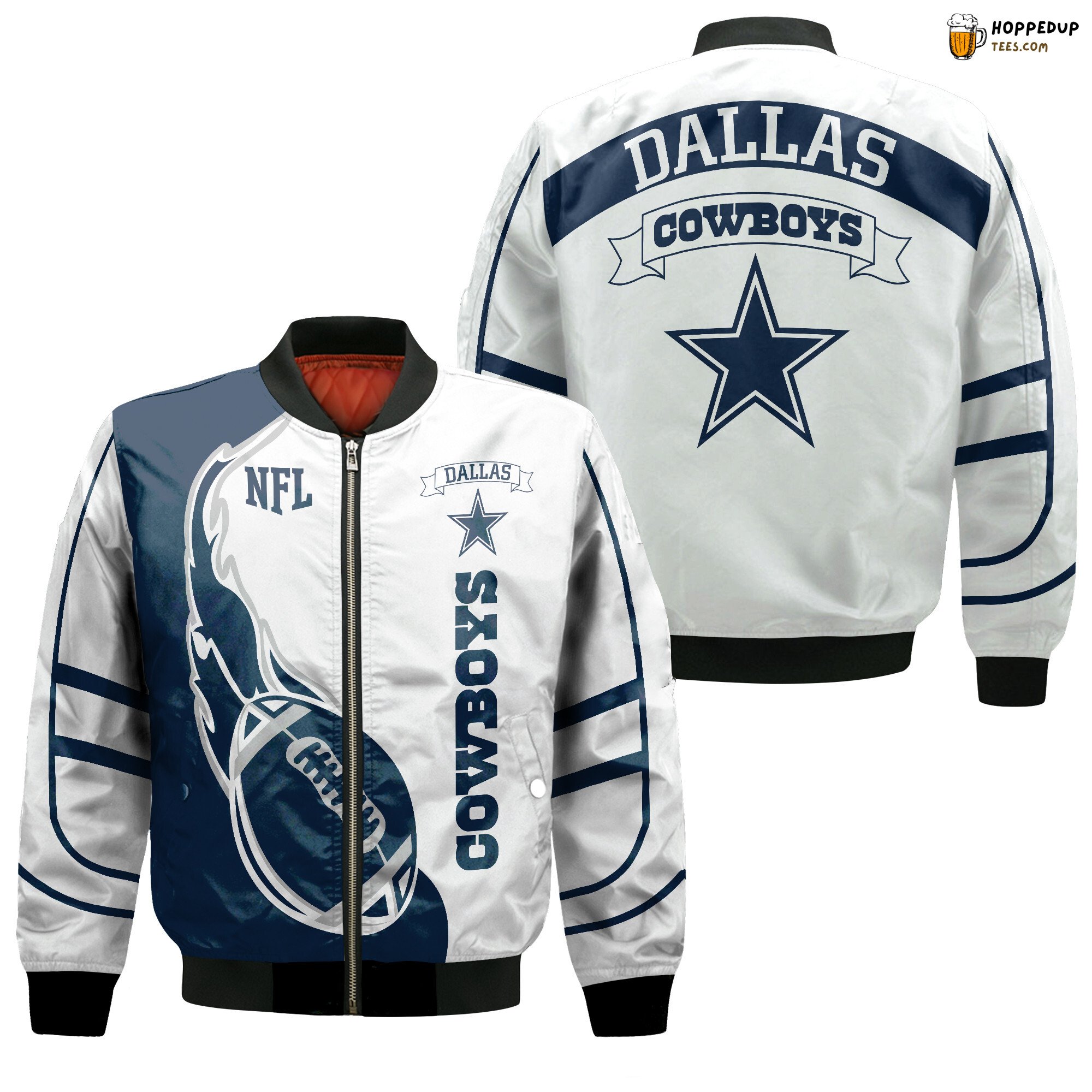 Dallas Cowboys NFL Pristine White Legacy Bomber Jacket Design