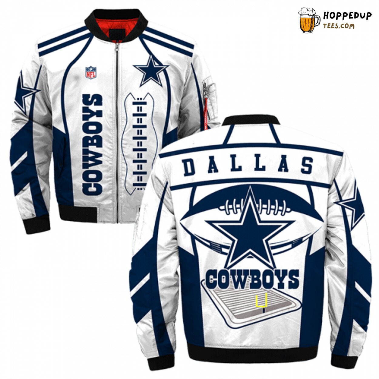 Dallas Cowboys Ultimate Bomber Jacket Craftsmanship Printful 3D