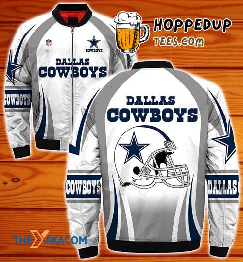 Dallas Cowboys White Blue Grey Pattern Bomber Jacket Christmas Delight