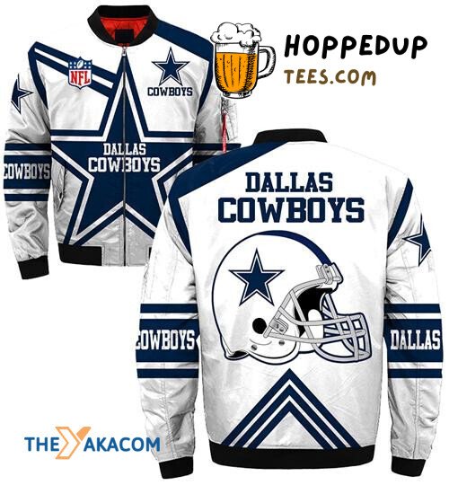 Dallas Cowboys White Blue Logo Theme Bomber Jacket Christmas Special