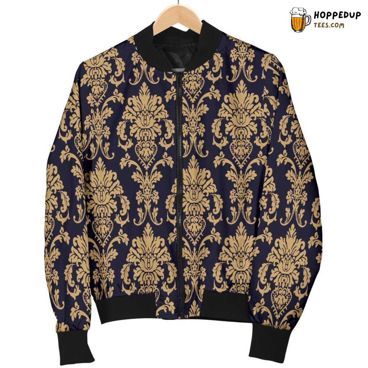 Damask Golden Grace Men’s Bomber Jacket Unique Pattern Essence Design Art Damask Golden Grace Men’s Bomber Jacket Unique Pattern Essence Design Art