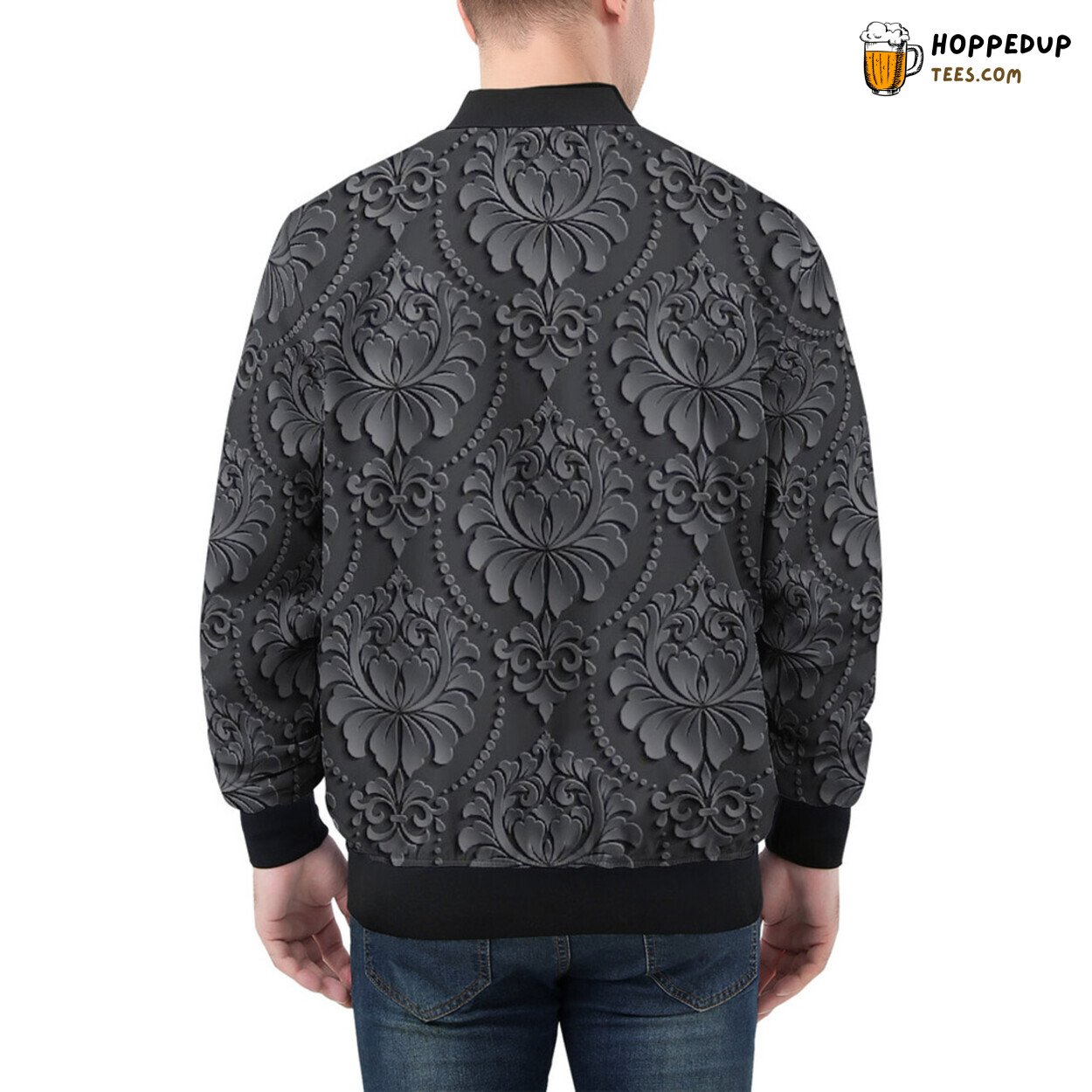 Damask Patterns Exude Luxury in Men’s Bomber Jacket Design