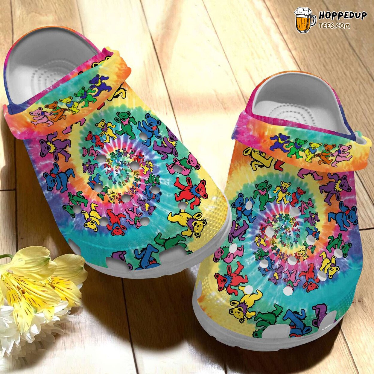 Dancing Bear Colorful Comfortable Unique Themed Clogs Shoes