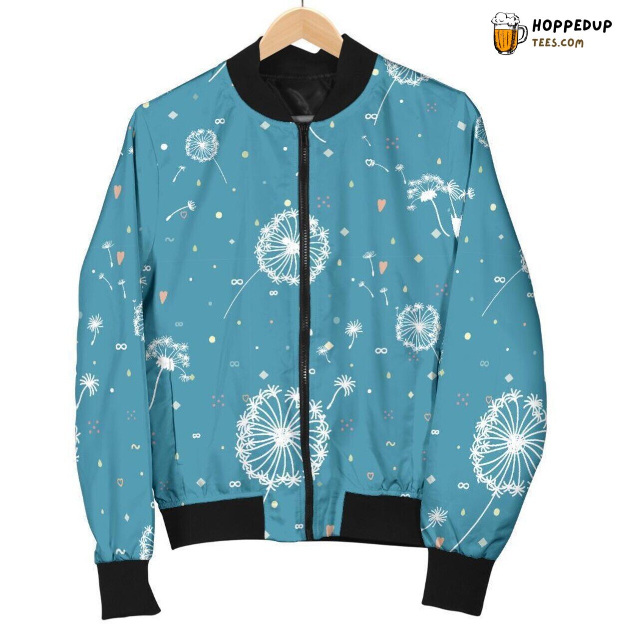 Dandelion Dream in Blue Men’s Bomber Jacket Unique Pattern Essence Display