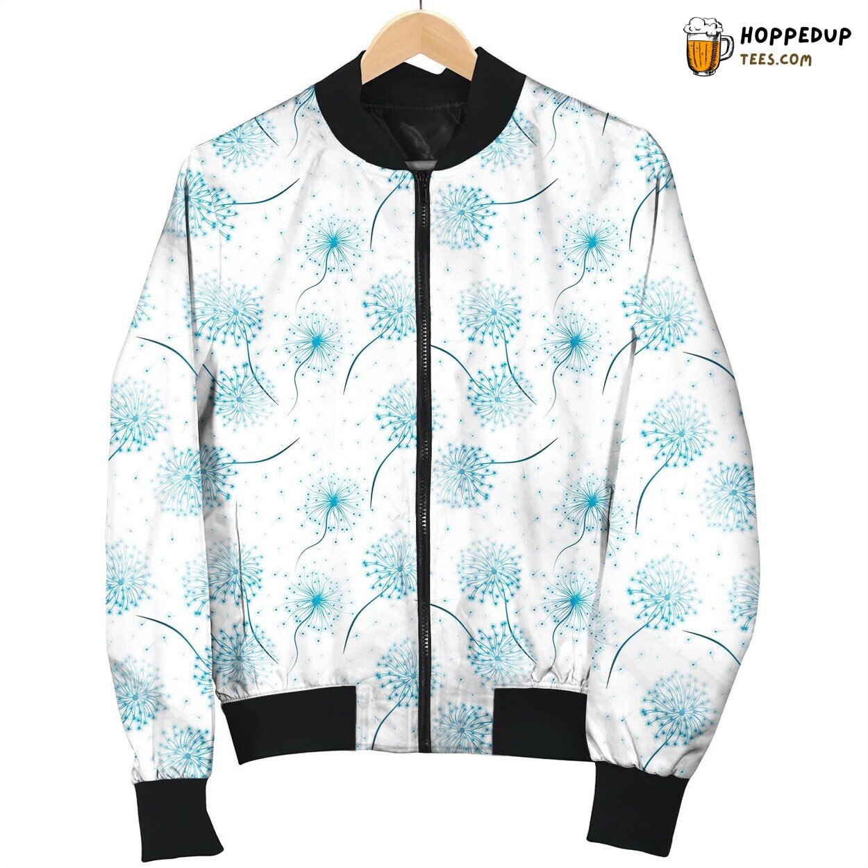 Dandelion Light Blue In White Background Bomber Jacket