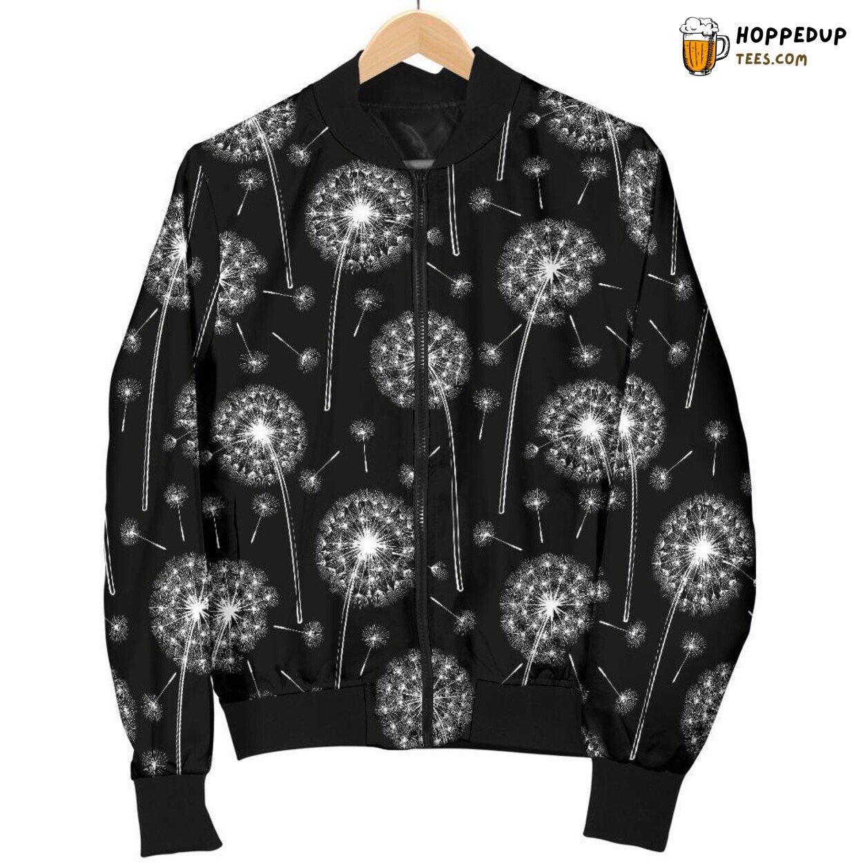 Dandelion’s Midnight Shade Men’s Bomber Jacket Unique Pattern Design Art