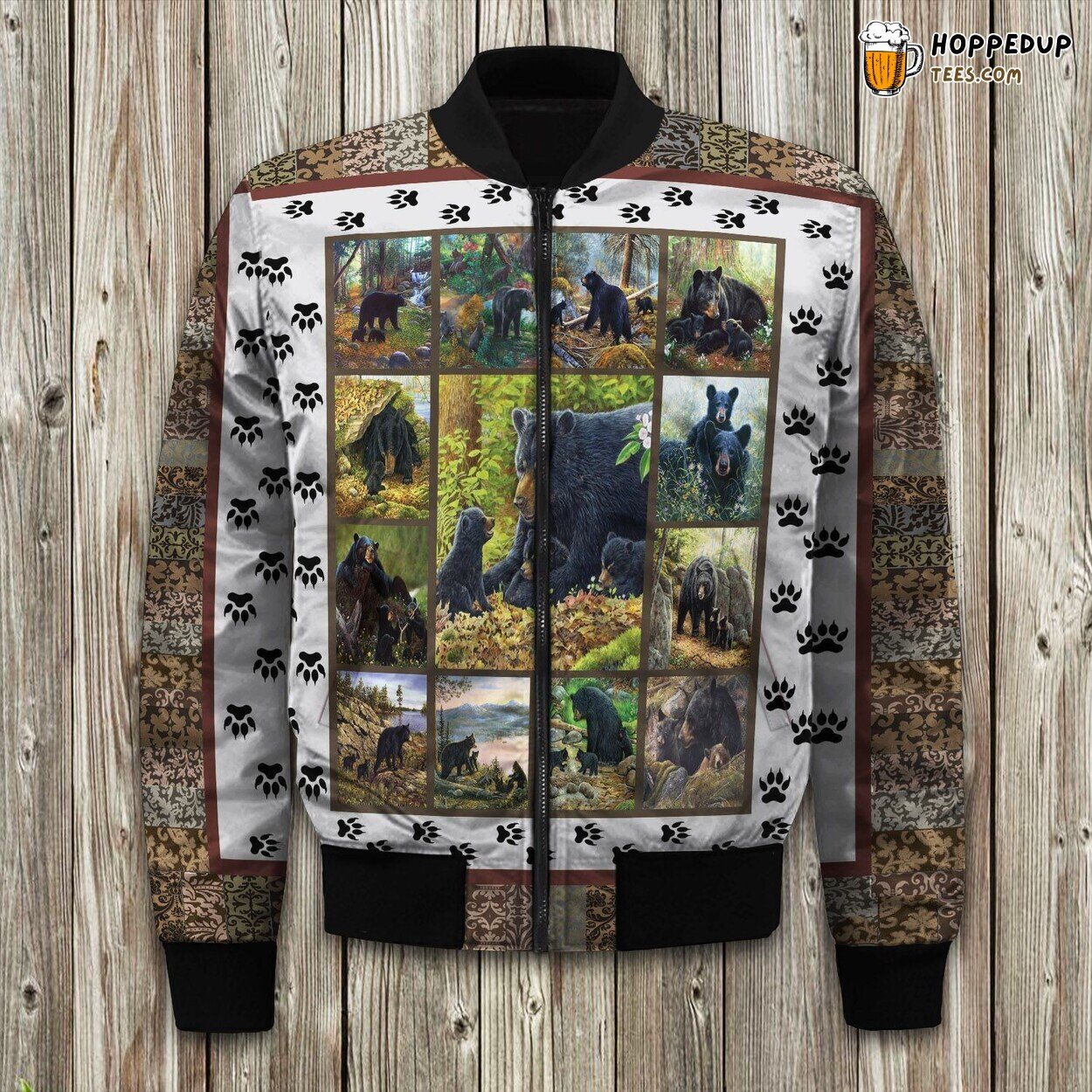 Dark Bear Imprint Winter Bomber Jacket Tailored Unique Elegance Precision