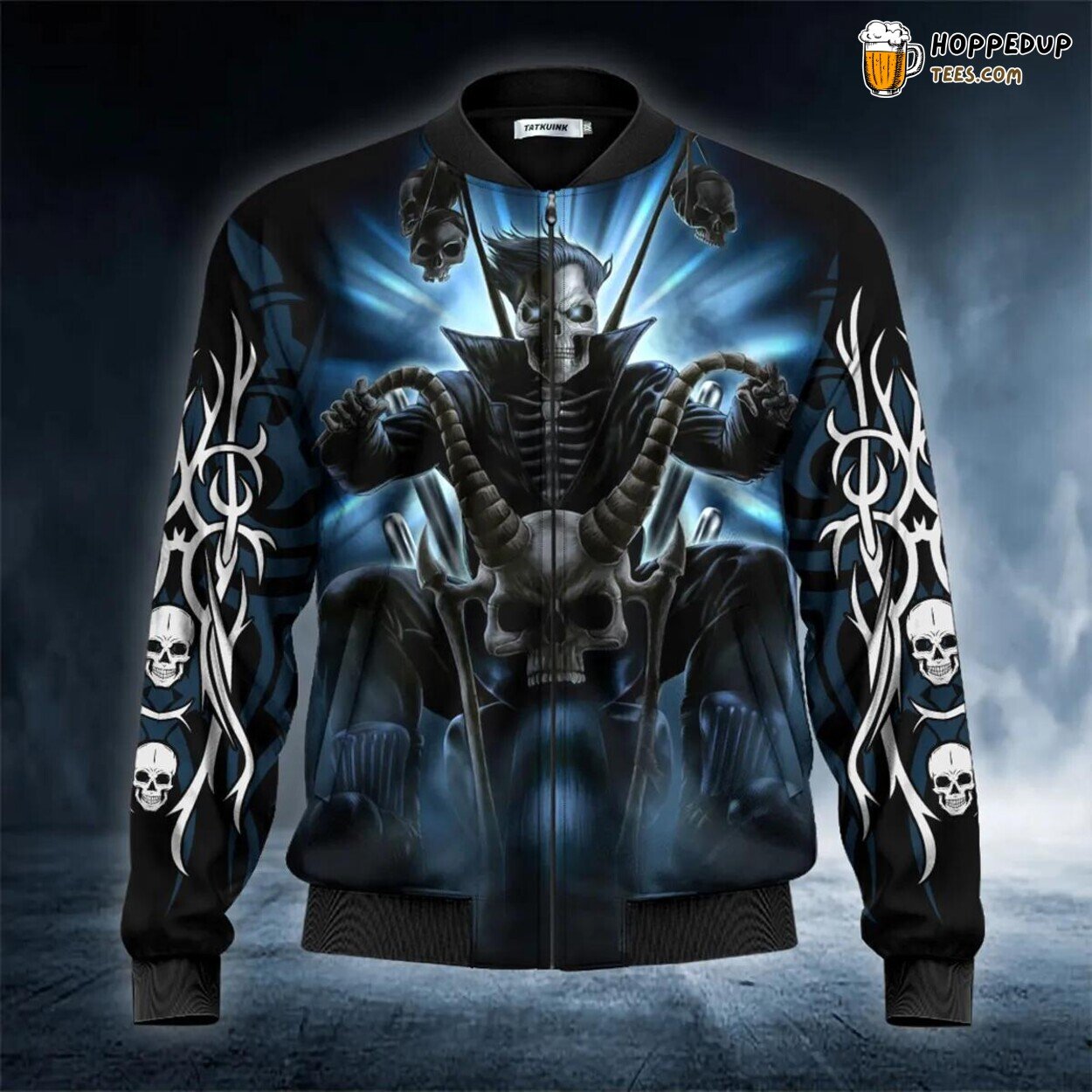 Dark Biker Hunter Skull Exclusive Bomber Jacket 3D Print Viking Graphic Tees