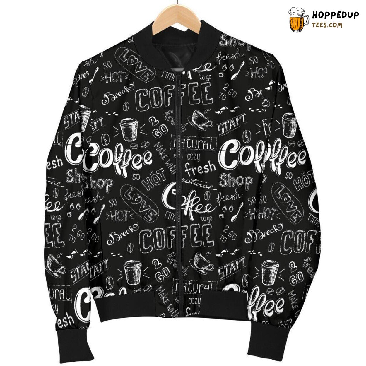 Dark Black Coffee Men’s Bomber Jacket Unique Pattern Essence Design Tribute