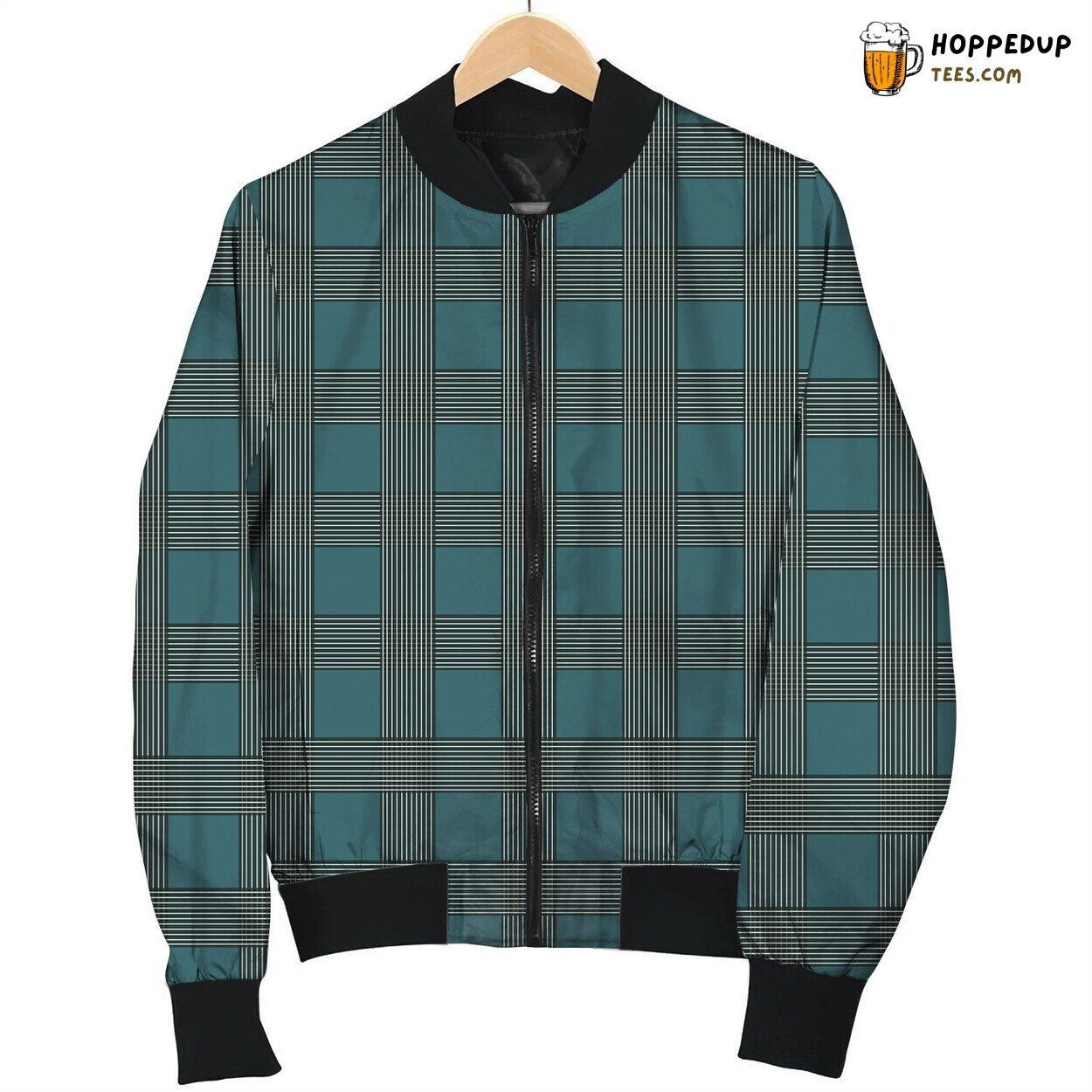 Dark Blue Tattersall Bomber Jacket
