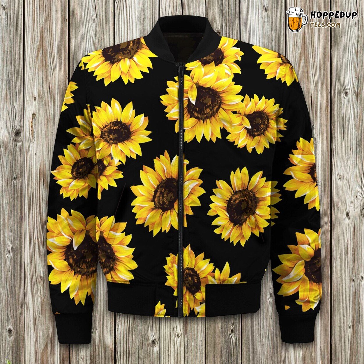 Dark Field Sunflower Winter Bomber Jacket Tailored Unique Elegance Precision Craft
