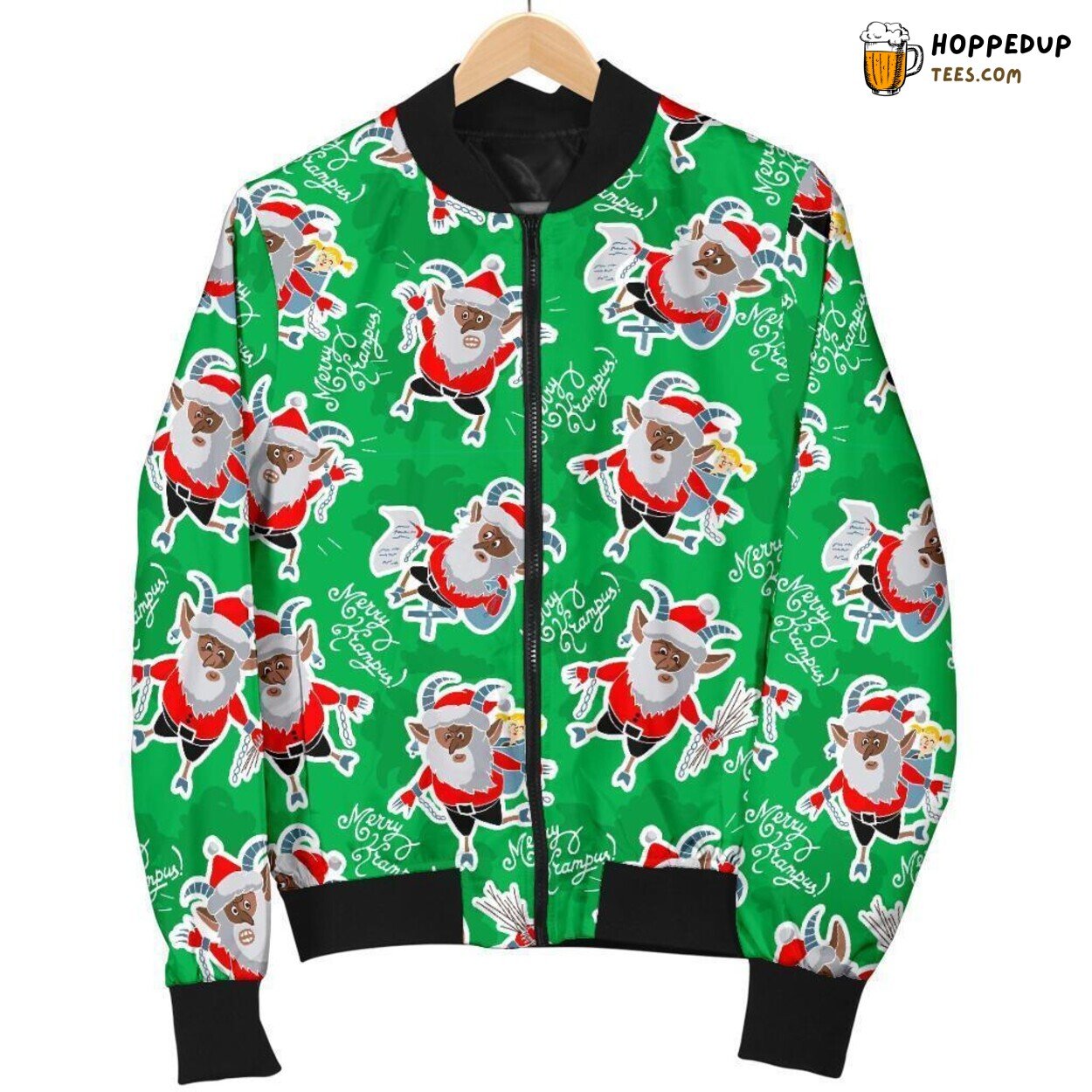 Dark Legend of Krampus Men’s Bomber Jacket Unique Pattern Design Showcase