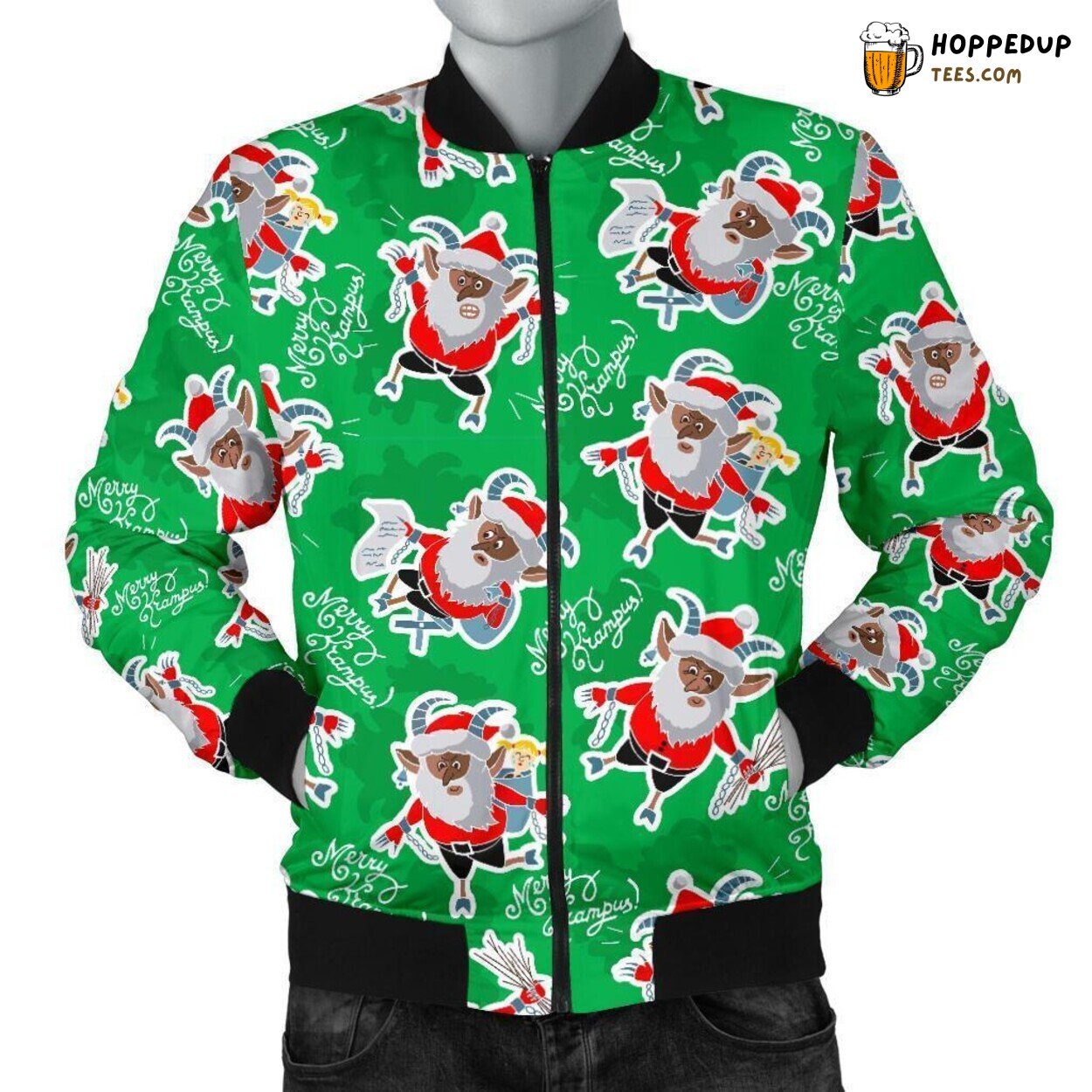 Dark Legend of Krampus Men’s Bomber Jacket Unique Pattern Design Showcase