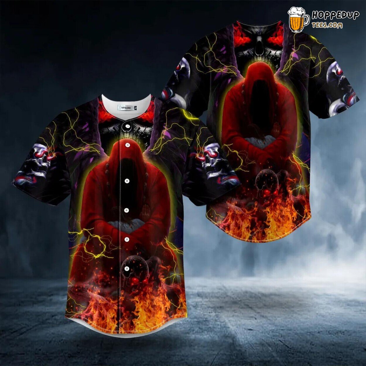 Dark Monster Red Grim Reaper Unique Skull Tailored Baseball Jersey