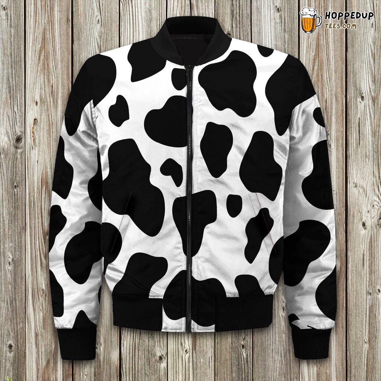 Dark Pasture Cow Winter Bomber Jacket Tailored Unique Elegance Precision Design