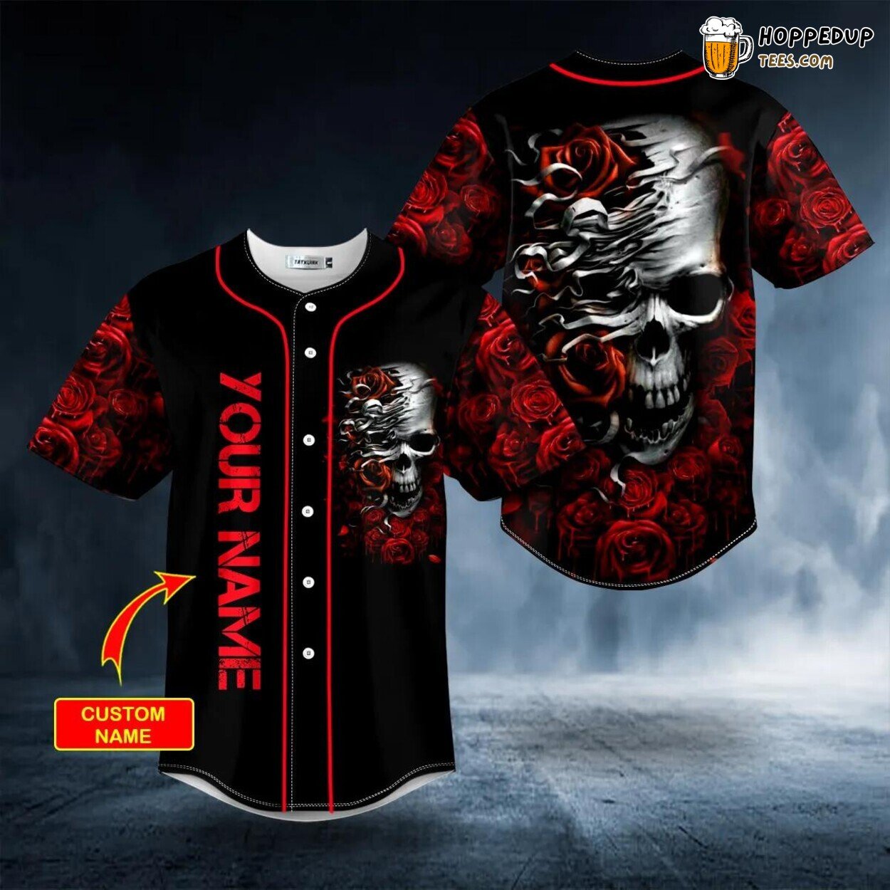 Dark Roses Sugar Skull Baseball Jersey Graphic Tees 3D Print Signature Look